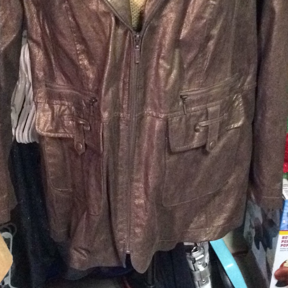 Gold Leather Coat - Picture 2 of 3